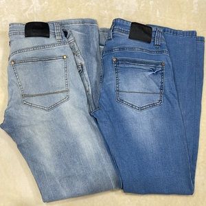 Steve Madden blue denim stretchy skinny jeans two pairs men's size 28/30–28/32